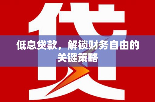 略阳低息贷款，解锁财务自由的关键策略