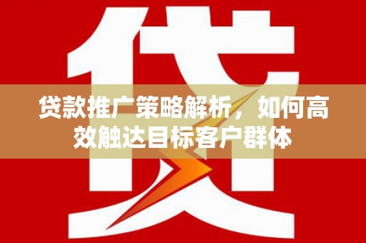 略阳贷款推广策略解析，如何高效触达目标客户群体