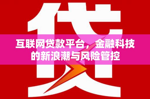 略阳互联网贷款平台，金融科技的新浪潮与风险管控