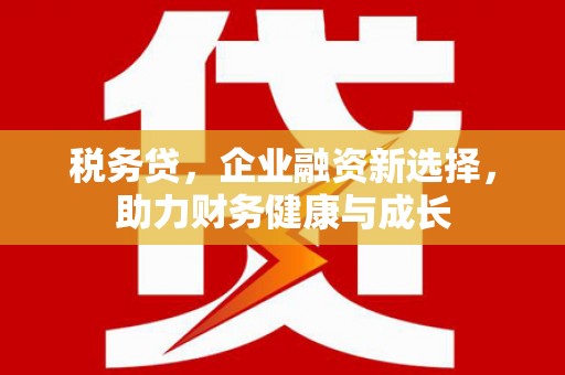 略阳税务贷，企业融资新选择，助力财务健康与成长